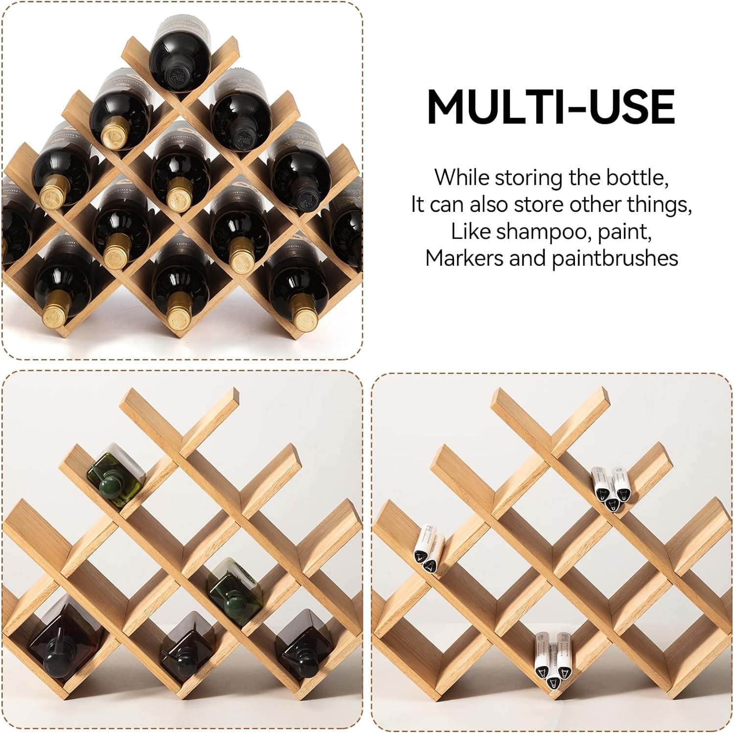 13-Bottle Wine Rack - 4-Tier Nature on sale Wood Wine Display Rack/Free Standing